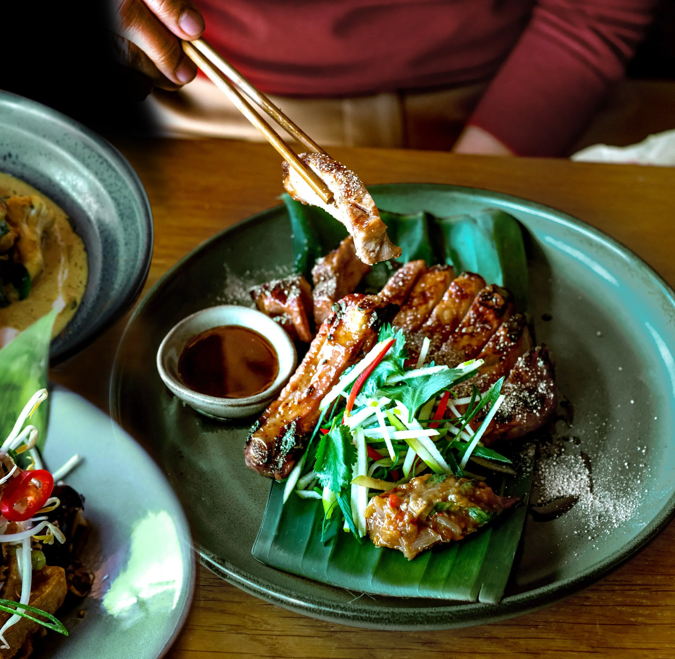 Asian fusion dishes at Fat Pomelo Narrabeen